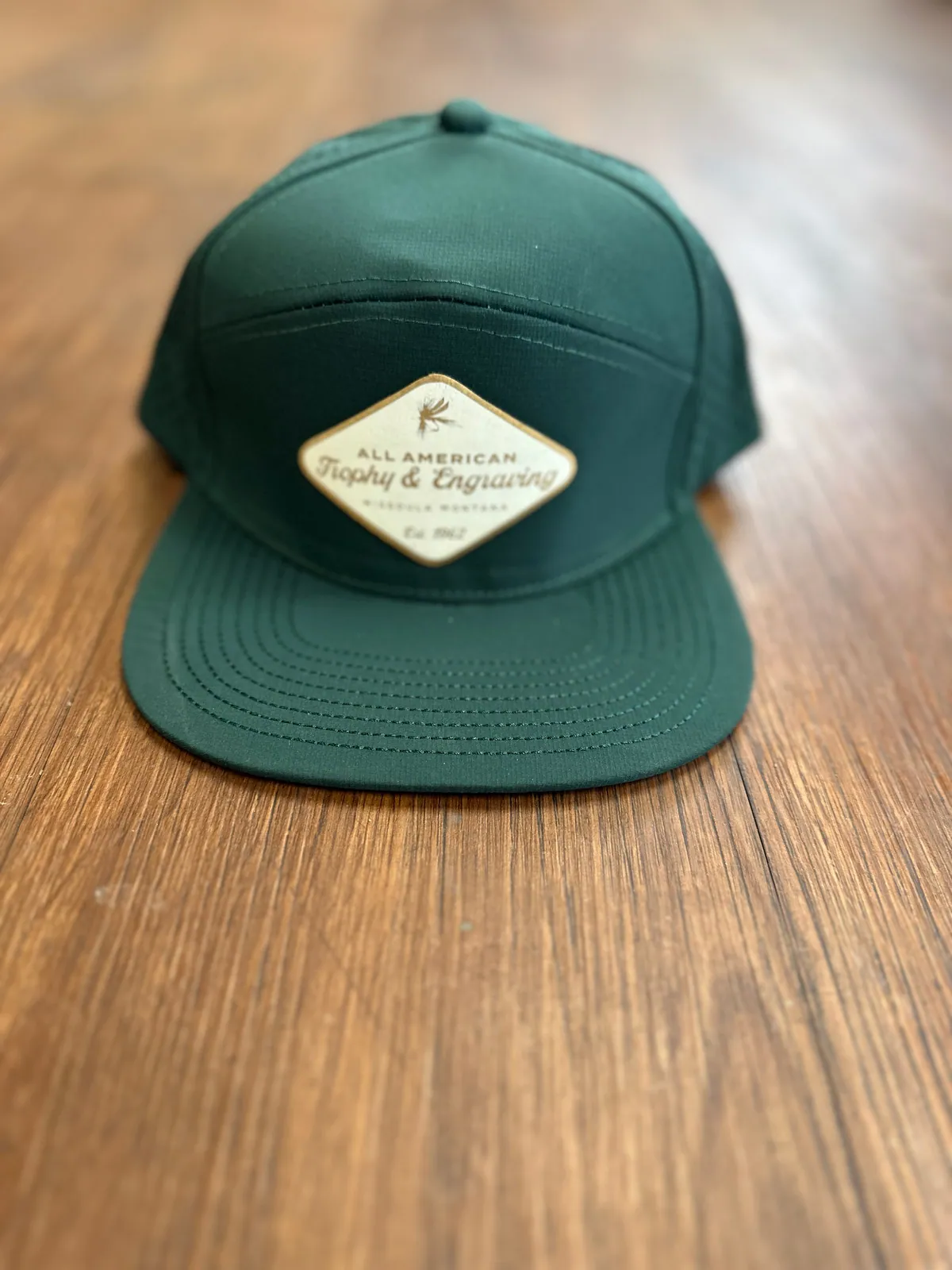 Hat Patch, White Leather with gold text: White Leather patch with gold text