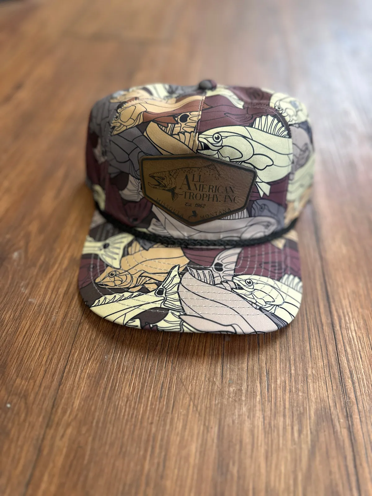 Hat Patch, White Leather with gold text: Brown Leather with black text